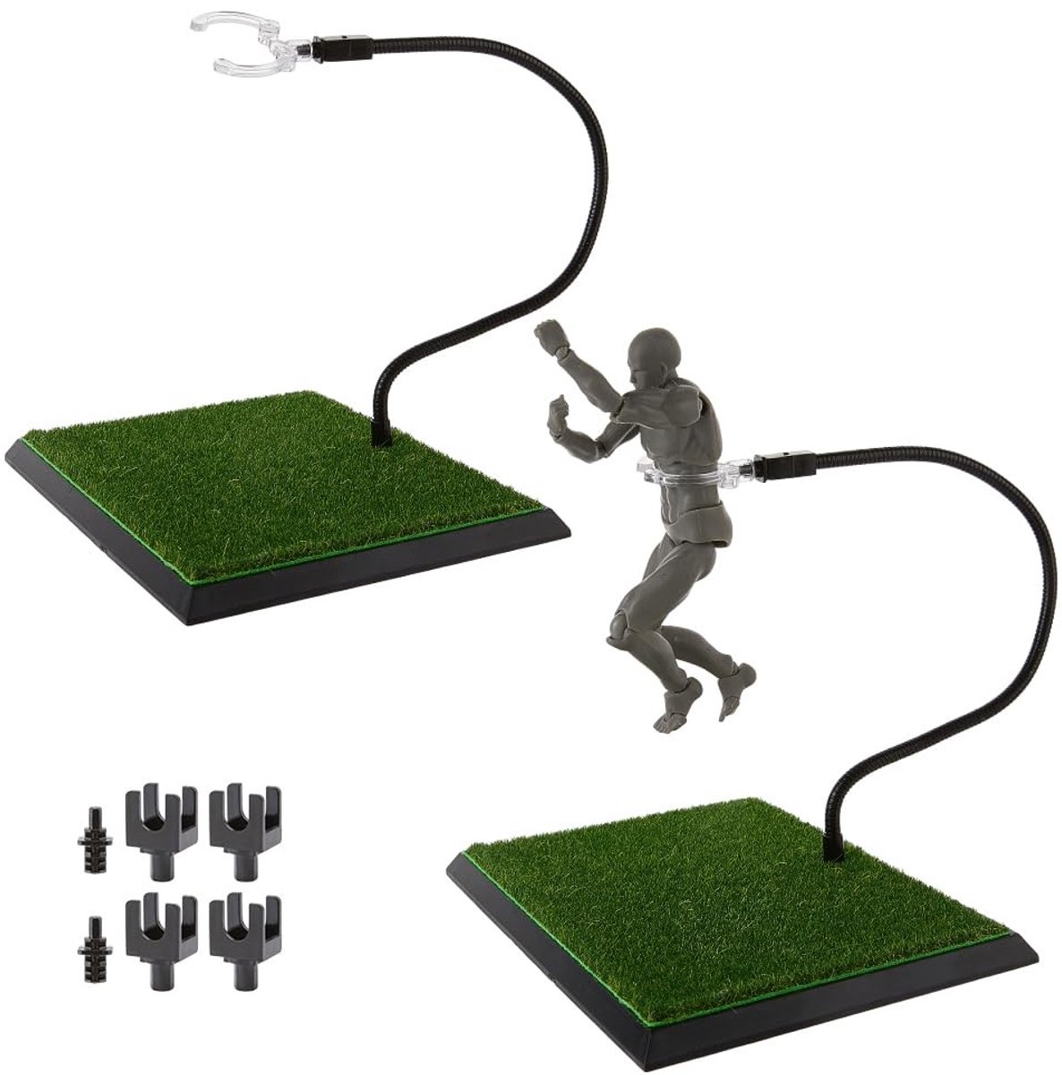 Dailygoods - 2er-Pack Verstelbare Actionfigurenstandaard met Grasbasis
