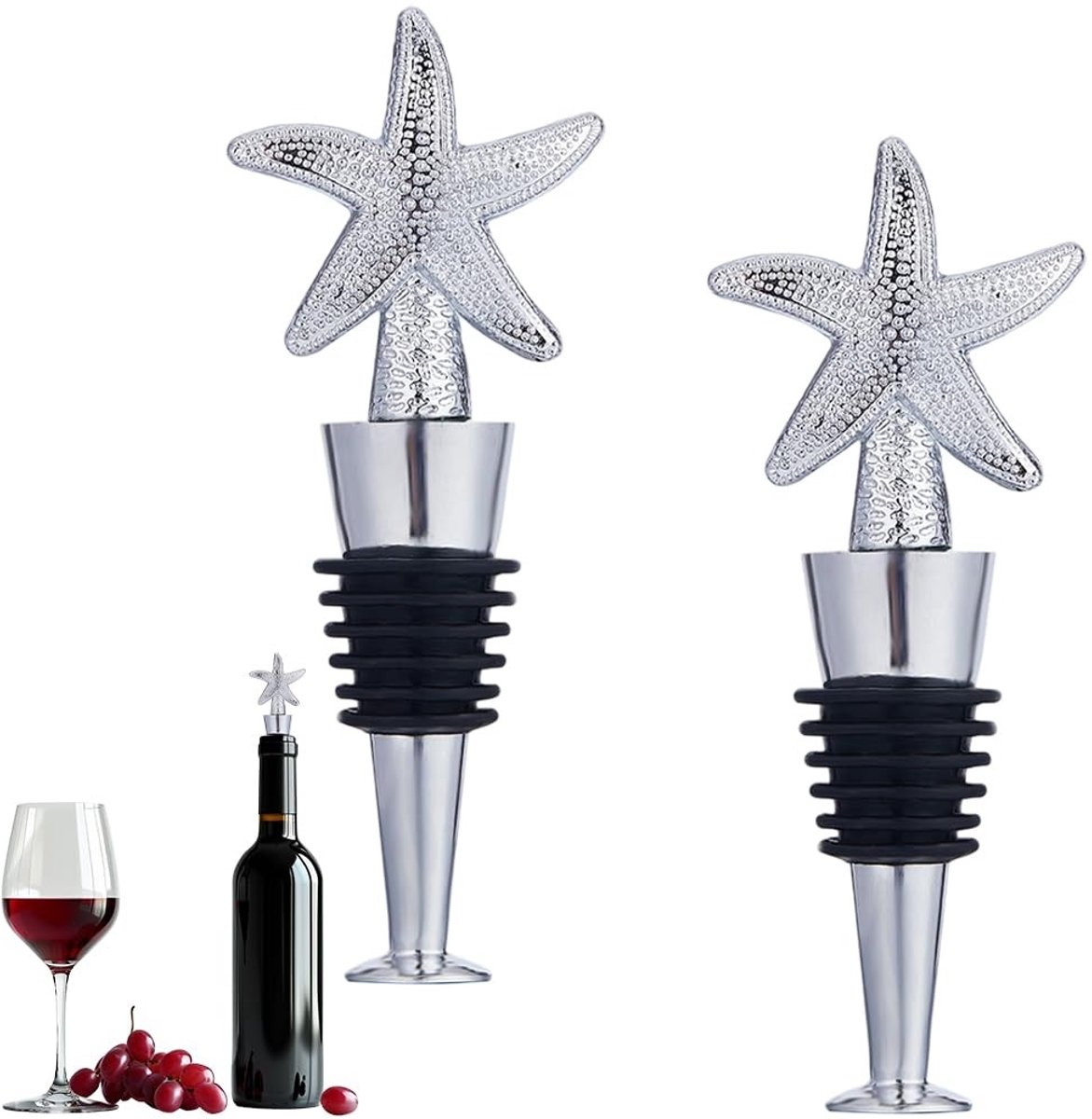 Dailygoods - Set van 2 Zeester Wijnfles Stoppers voor Decoratie