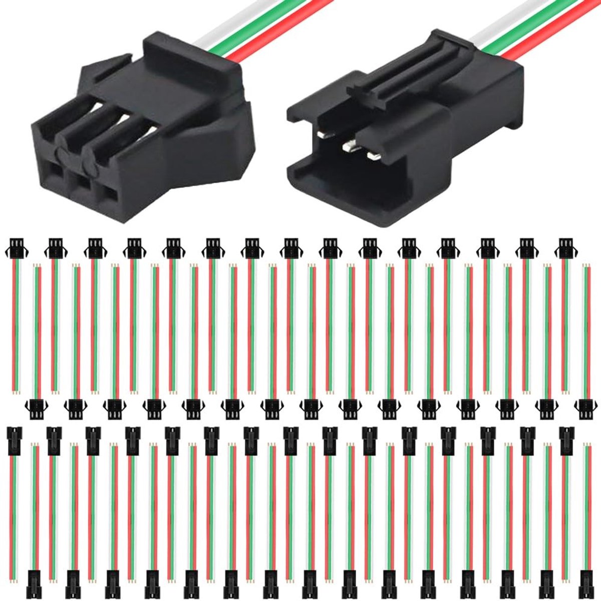 Dailygoods - 60 Stuks 3 Pin LED Male/Female Connector Adapter