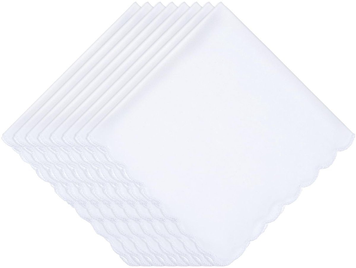 Dailygoods - Elegante Witte Katoenen Zakdoeken, Set van 8