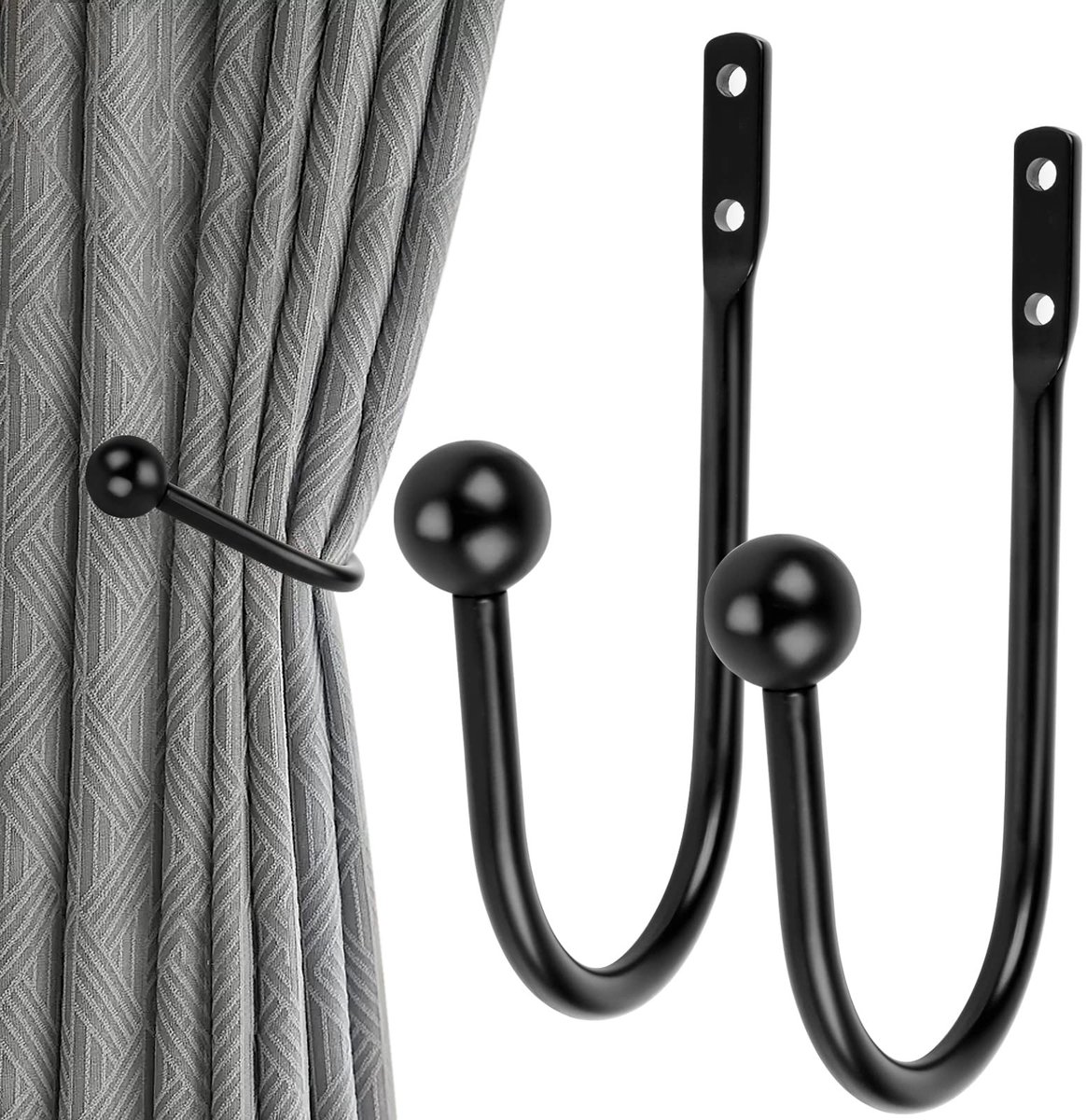 Dailygoods - Dailygoody - Gordijnhouder - Wandbevestiging - Duurzaam en stijlvol - Zwart - U-vormige gordijnhouders - Perfect voor elke kamer