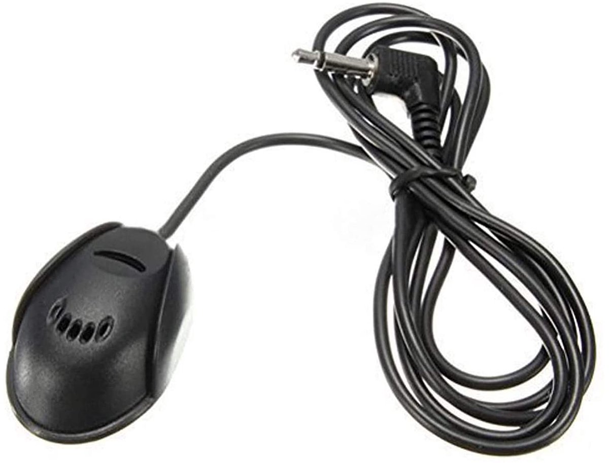 Dailygoods - Dailygoody - Draagbare 3,5 mm microfoon - Externe mini-microfoon - Zwart - Geschikt voor auto en autoradio - Omnidirectionele opname - 3 meter kabel