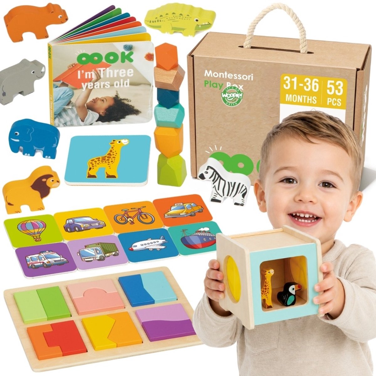 Woopie Groene Doos Xxl Montessori Educatieve 7-in-1 Sensobox 31-36 Maanden FSC - UNI