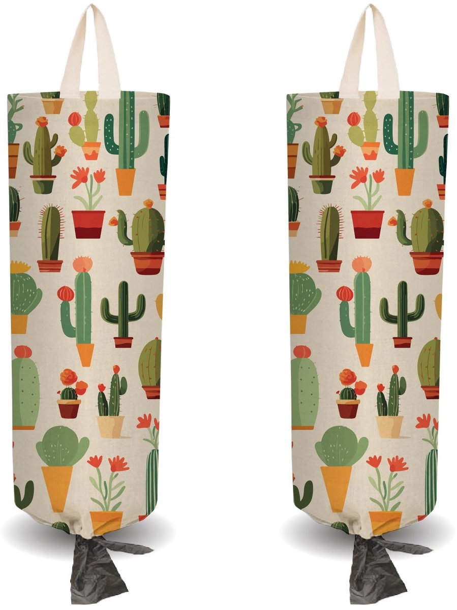 Dailygoods - 2 Stuks Cactus Boodschappentas Houder met 4 Haken voor Thuis