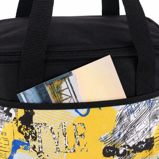 Koeltas 10 Liter - Opvouwbaar - Geïsoleerde Lunchtas - Lunch Bag - Picnictas voor Picnic of Festival - Oxford Polyester - Met Rits en Handvatten - Easy-Access Flap - Zijvakken - Geel van Lucky Shopper — afbeelding 3
