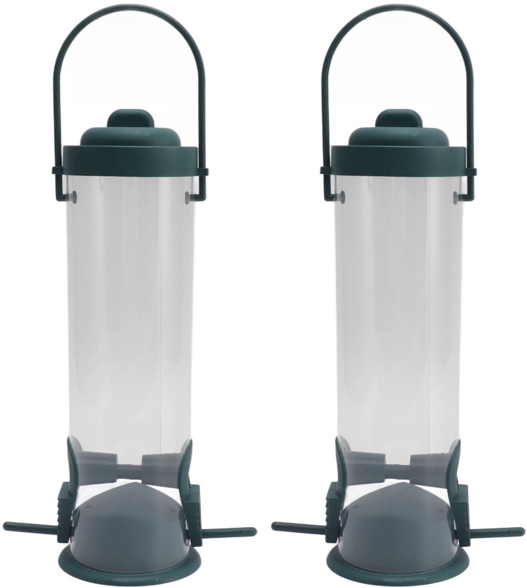Dailygoods - Dailygoody - Vogelvoederdispenser - Eekhoornbestendig - Set van 2 - Transparant - Wildvogelvoeder - Geschikt voor binnenplaats - Kunststof
