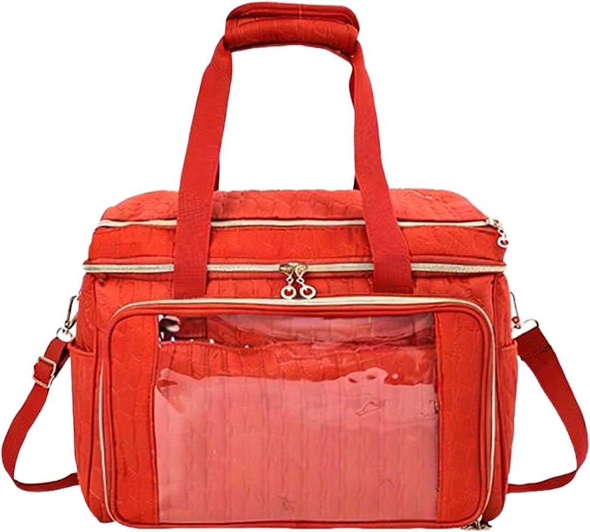 Gehaakte tas - Garen opberger - Hobby projecten - Veel opbergruimte - 36.5 x 24 x 28 cm - Rood