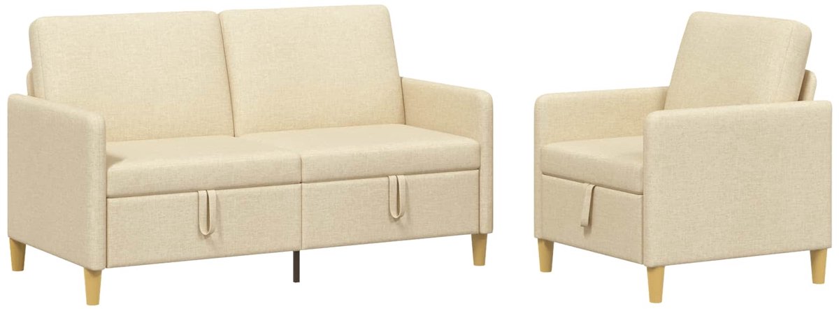 vidaXL - Sofa - Set - Met - Opslag - 2 - st - Crèmekleurig - Polyester