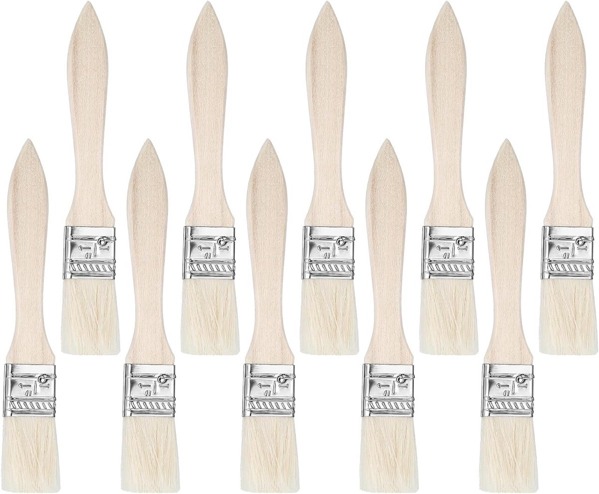 Set van 10 Verfkwasten met Brede 25mm Kop voor Acrylverf, Glazuur en Vernis - Ideaal voor DIY Schilderprojecten en Kleuren