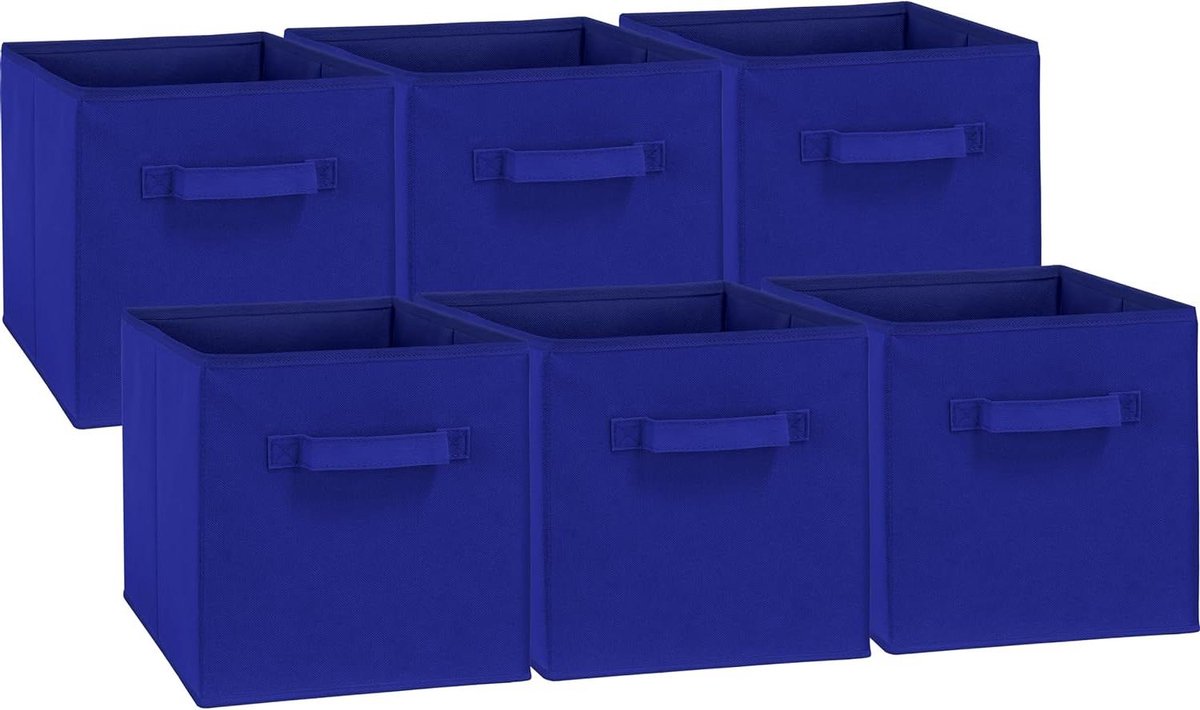 Opbergbakken Kubus - Opbergdozen Set - Ruimte Besparen - Inclusief Bodem - 6 Stuks - Donkerblauw