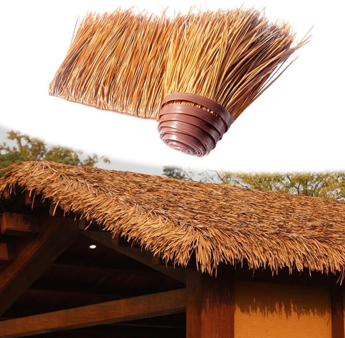 Rieten Dakbedekking - Kunststro - Decoratieve Bedekking - Vuurvast Materiaal - 5m Lengte -