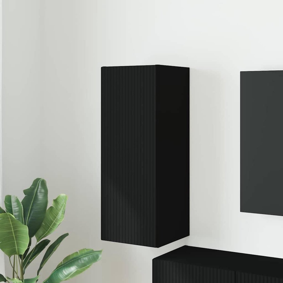 Tv-wandkast - Mediameubel - Opgeruimd wonen - Ruimtebesparend - 80 cm - Zwart