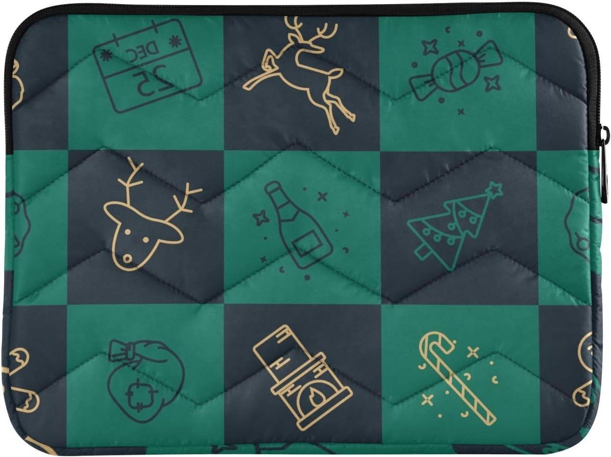 Laptop Sleeve - Computer Tas - Veilig Transport - Zachte Voering - 14 Inch - Groen Goud
