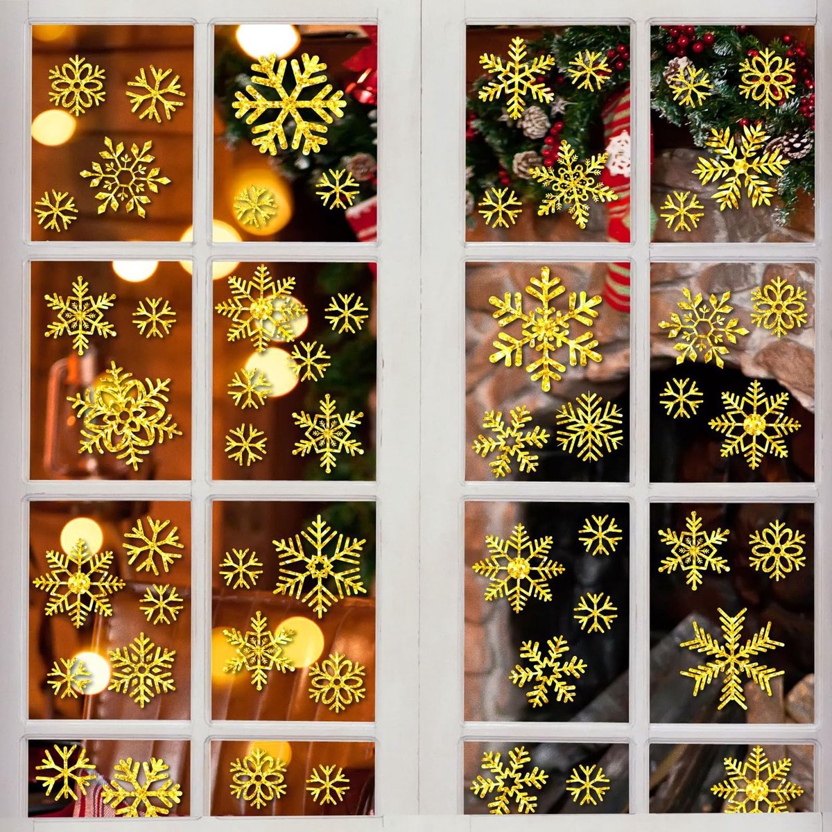 Innovra - Dailygoods - 54 Stuks Zelfklevende Sneeuwvlokken Raamstickers voor Kerst