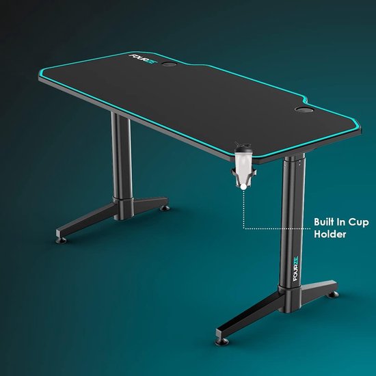 Gaming Bureau - Werkstation Bureau - Comfortabel Spelen - Grote Muismat - Standaard Maat - Zwart — afbeelding 4