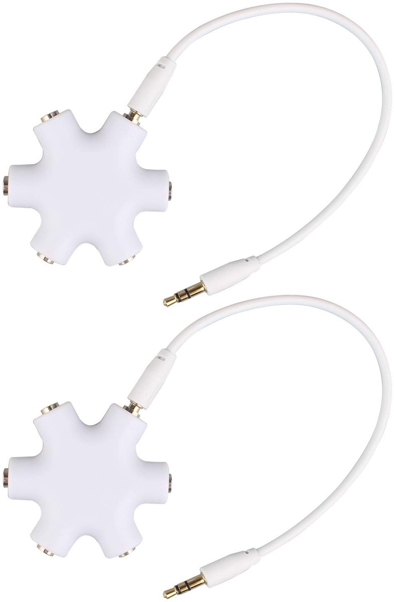 Innovra - Dailygoods - 3,5 mm Hoofdtelefoon Splitter Wit voor 5 Apparaten