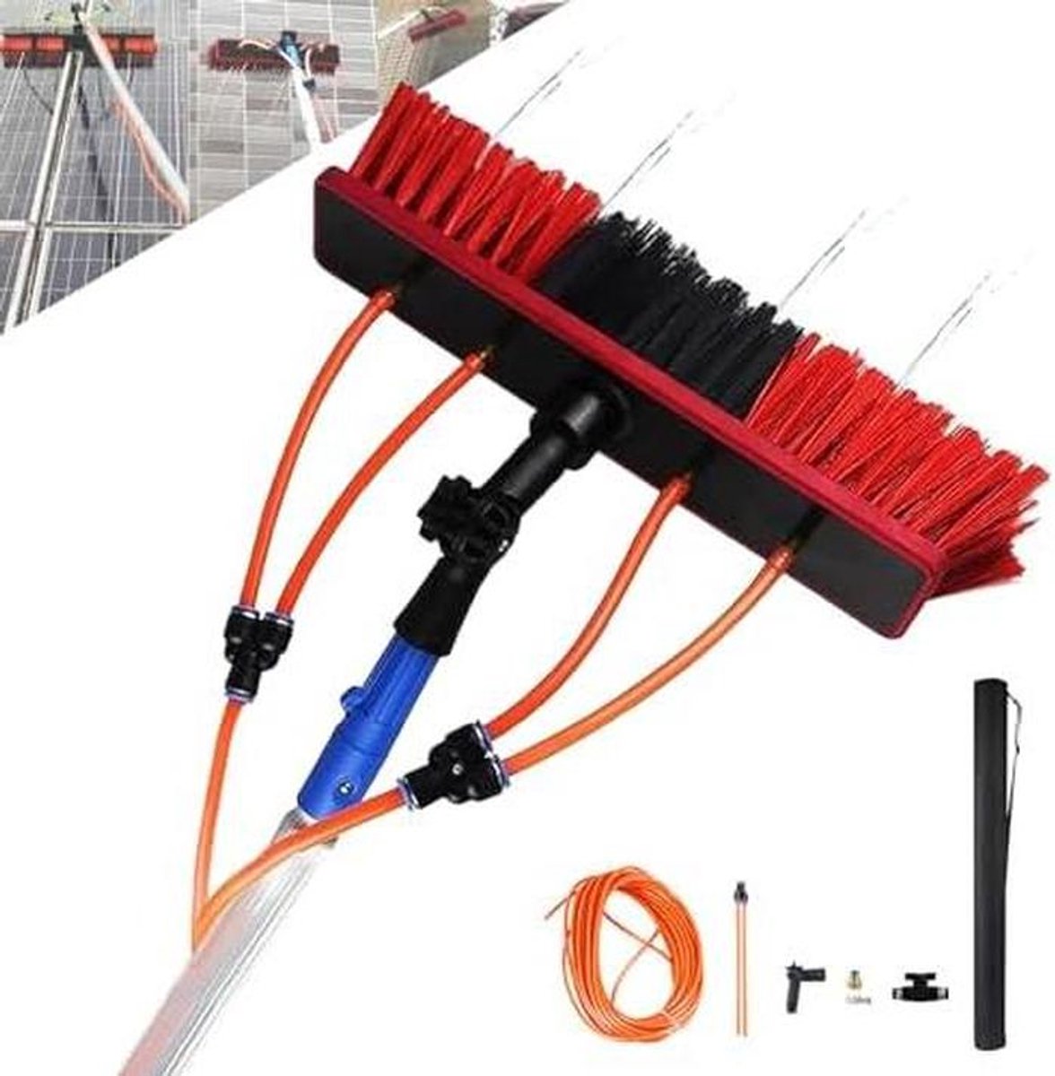 Telescopische raamreiniger - Verlengstok borstel - Hoge ramen wassen - Watergevoede reiniging - 12 meter uitschuifbaar - Aluminiumkleur