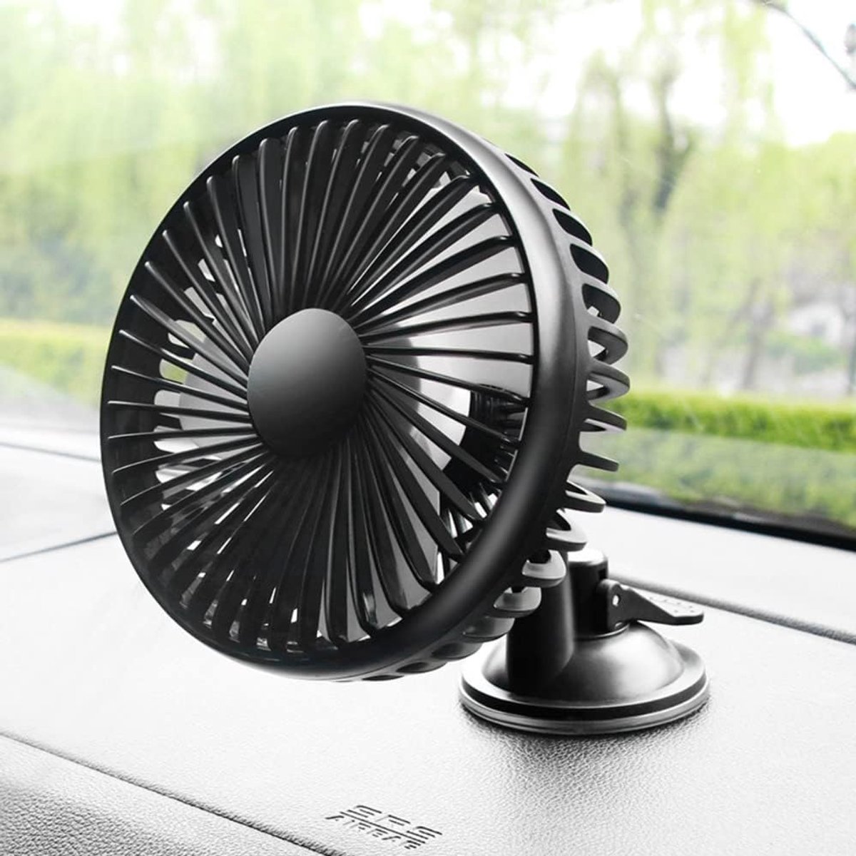 12V/24V Mini Autoventilator ABS Zwart Autoventilator met enkele kop USB Universele autoventilator met zuignap 360 graden koelventilator