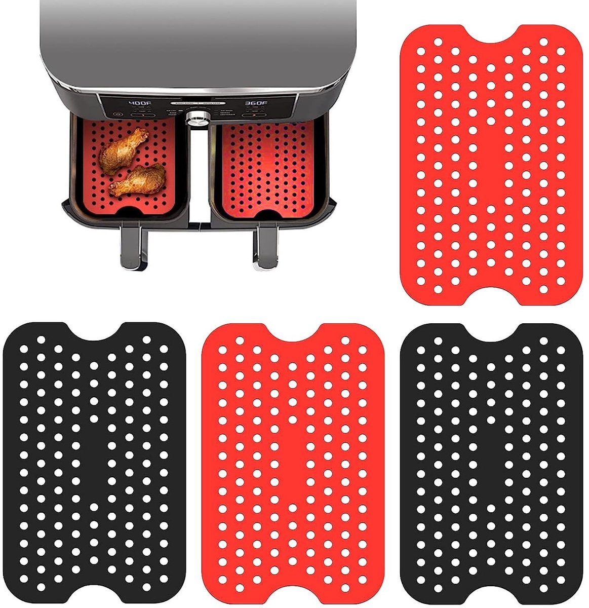 Dailygoods - Set van 4 Herbruikbare Siliconen Luchtfriteuse Voeringen