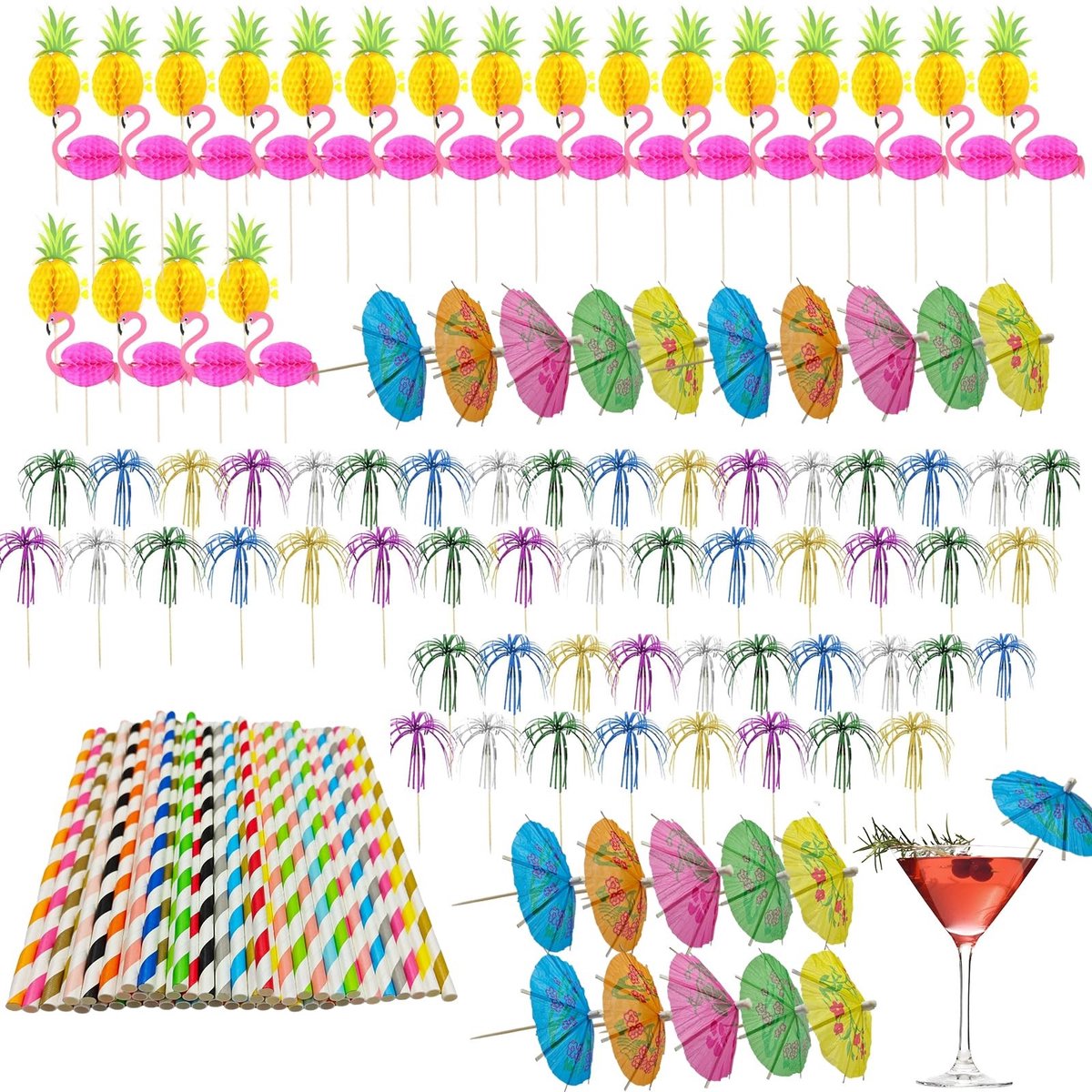 Dailygoods - Set van 160 Cocktailaccessoires voor Feesten en Drankjes