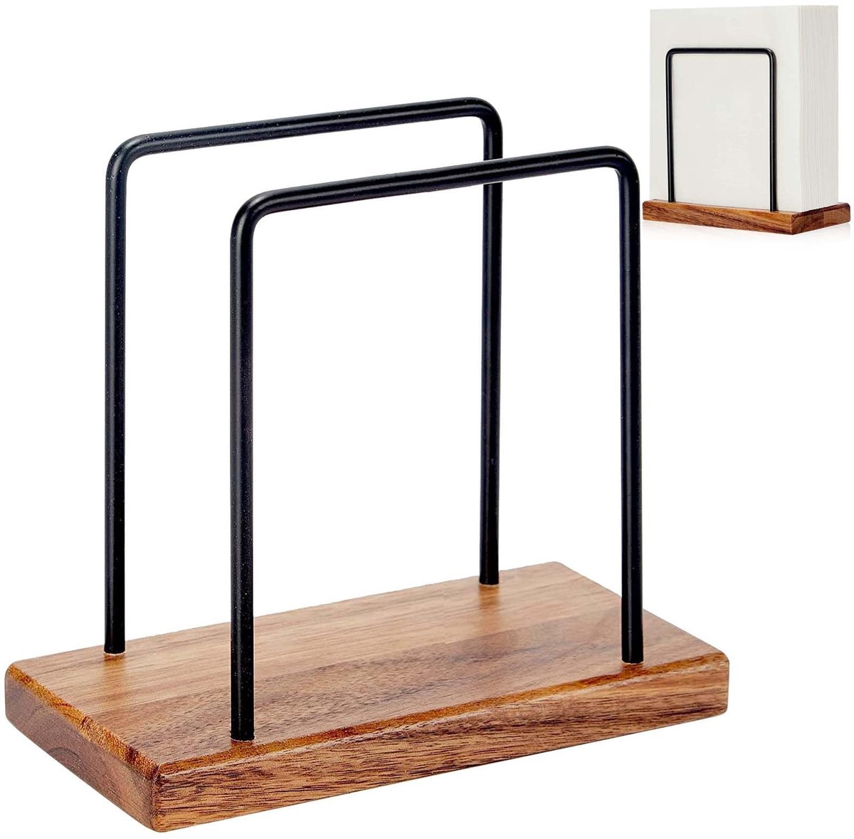 Dailygoods - Houten en Metalen Servethouder voor Tafeldecoratie