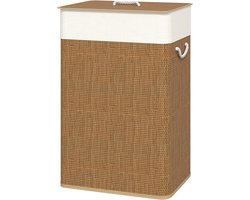 Wasmand met deksel, 72 liter, voorzien van uitneembare binnenzak en handgrepen, geschikt voor wasruimte, slaapkamer, afmetingen 40 x 30 x 60 cm, bruin