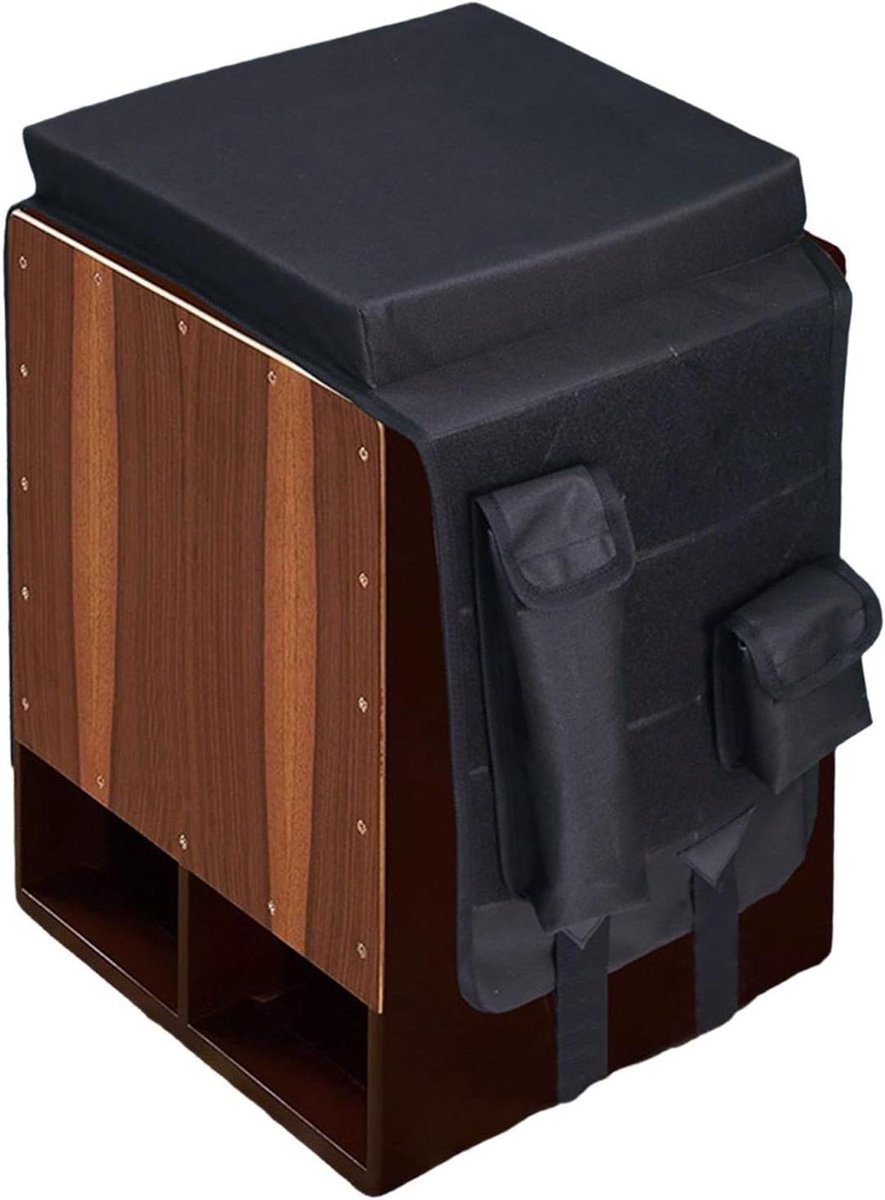 Cajon Zitkussen - Percussie Mat - Muziek Oefenen - Met Opbergvak - 31 x 31 x 6 cm - Zwart