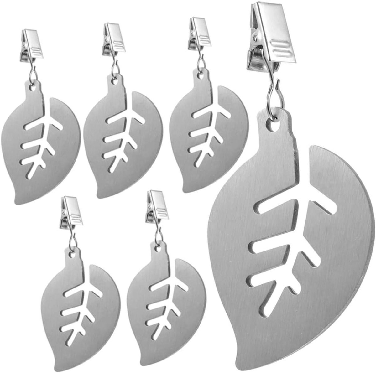 Tafelkleed Gewichten - Klemmen Clips - Buiten Tafelen - Bladvorm Design - 6 Stuks - Zilver