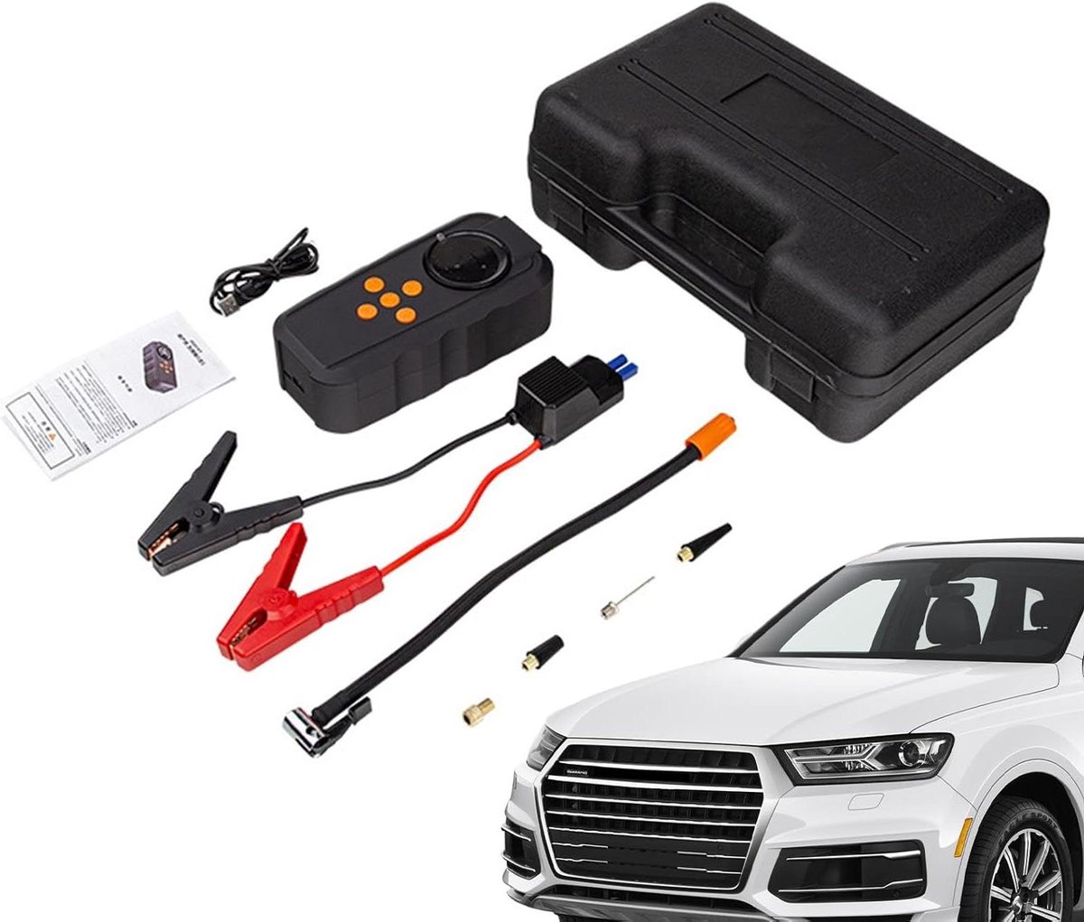 Draagbare Batterijstarter - Noodoplader Auto - Voertuig Starten - Met LED Display - 150 PSI - Zwart