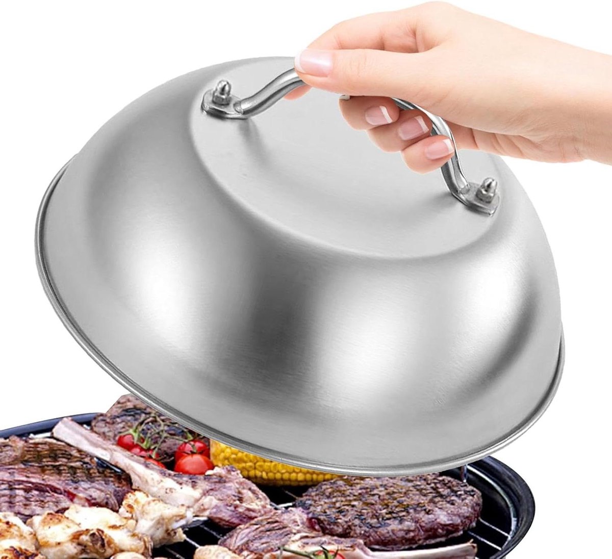 Smeltkoepel - Kaaskoepel Burger - Gelijkmatig Koken - Versterkte Structuur - 30x30 cm - Zilver