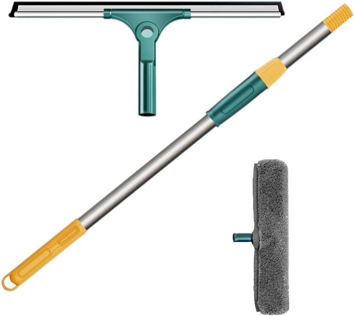 Raamafwisser Set - Raamwisser Telescoop - Ramen Schoonmaken - Uitschuifbare Stang - 30cm Breed - Grijs