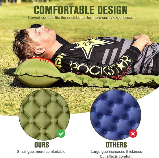 Kampeer Slaapmat - Luchtbed Outdoor - Comfortabel Slapen - Snel Opgeblazen - 78.7 x 27.6 Inch - Groen — afbeelding 4