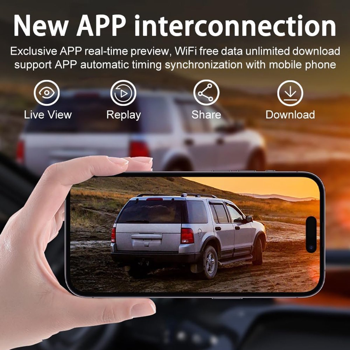 Dubbele Dashcam - Auto Camera - Veilig Rijden - App Bediening Wifi - 64GB Kaart - Zwart – foto 6