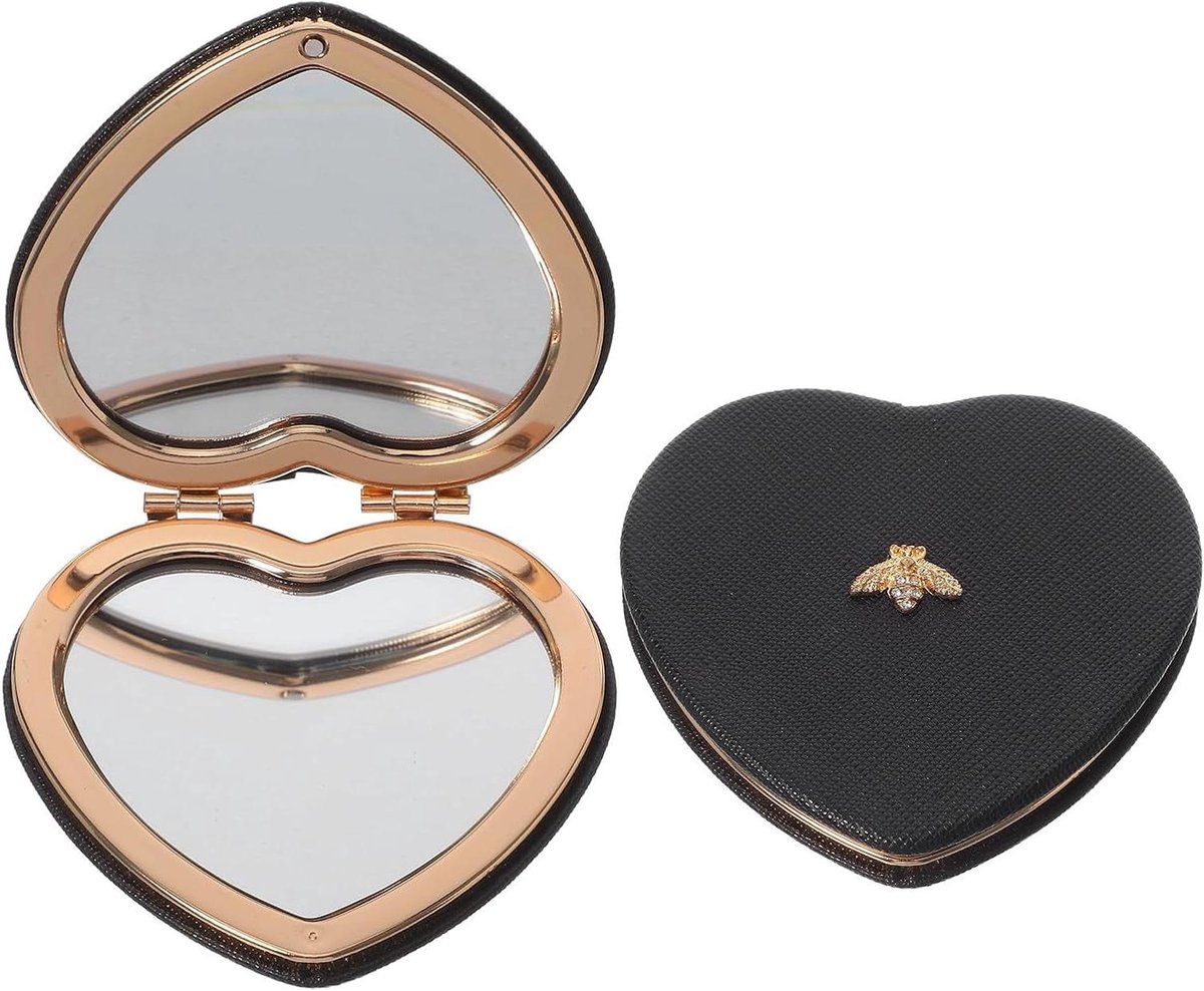 Make-up Spiegels - Hartvormige Spiegels - Make-up Aanbrengen - Met Bij Accent - 2 Stuks - Zwart