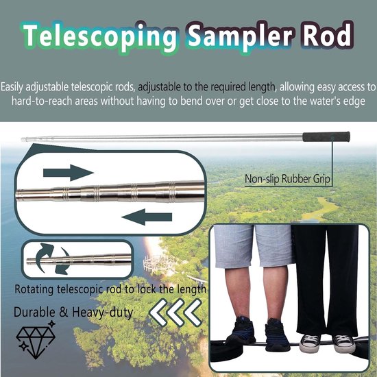 Water Sample Pole - Water Dipper Sampling Rod - Wateren Verzamelen - Telescopische Lengte - 700cm - Silver — afbeelding 3