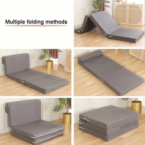 Opvouwbaar Matras - Z-Bed Gastenmatras - Comfortabel Slapen - Ingebouwd Kussen - Drie Dikte Opties - Blauw — afbeelding 2