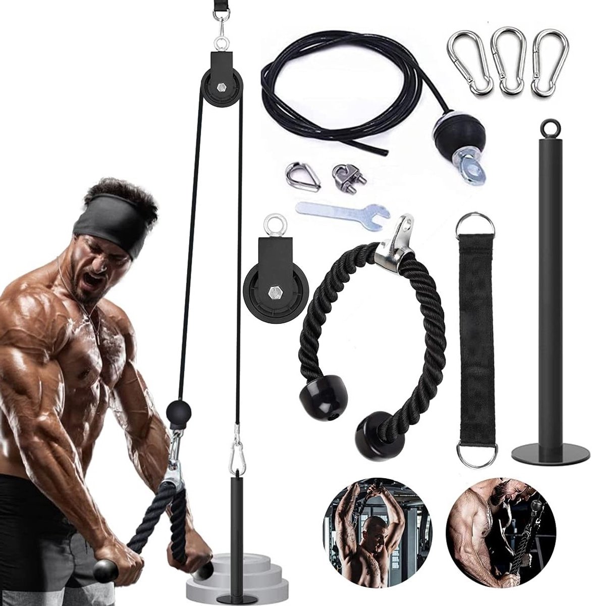 Triceps Pulley Systeem voor Fitness - Lat Pull Down Machine voor Arm Krachttraining en Spieropbouw met Verstelbare Touwtrekker