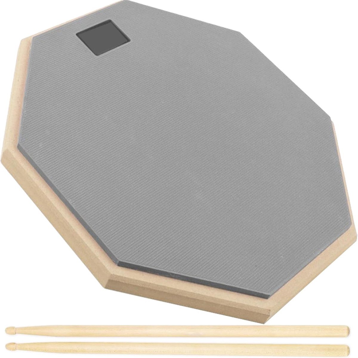 Drum Oefen Pad - Stille Drum Pad - Stil Oefenen - Inclusief Drumstokken - 30 cm - Grijs