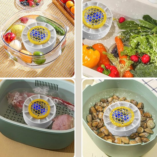 Slacentrifuge - Draaibare Wascontainer - Groenten Wassen - Gelijkmatige Reiniging - 1800 mAh Batterij - Wit — afbeelding 4
