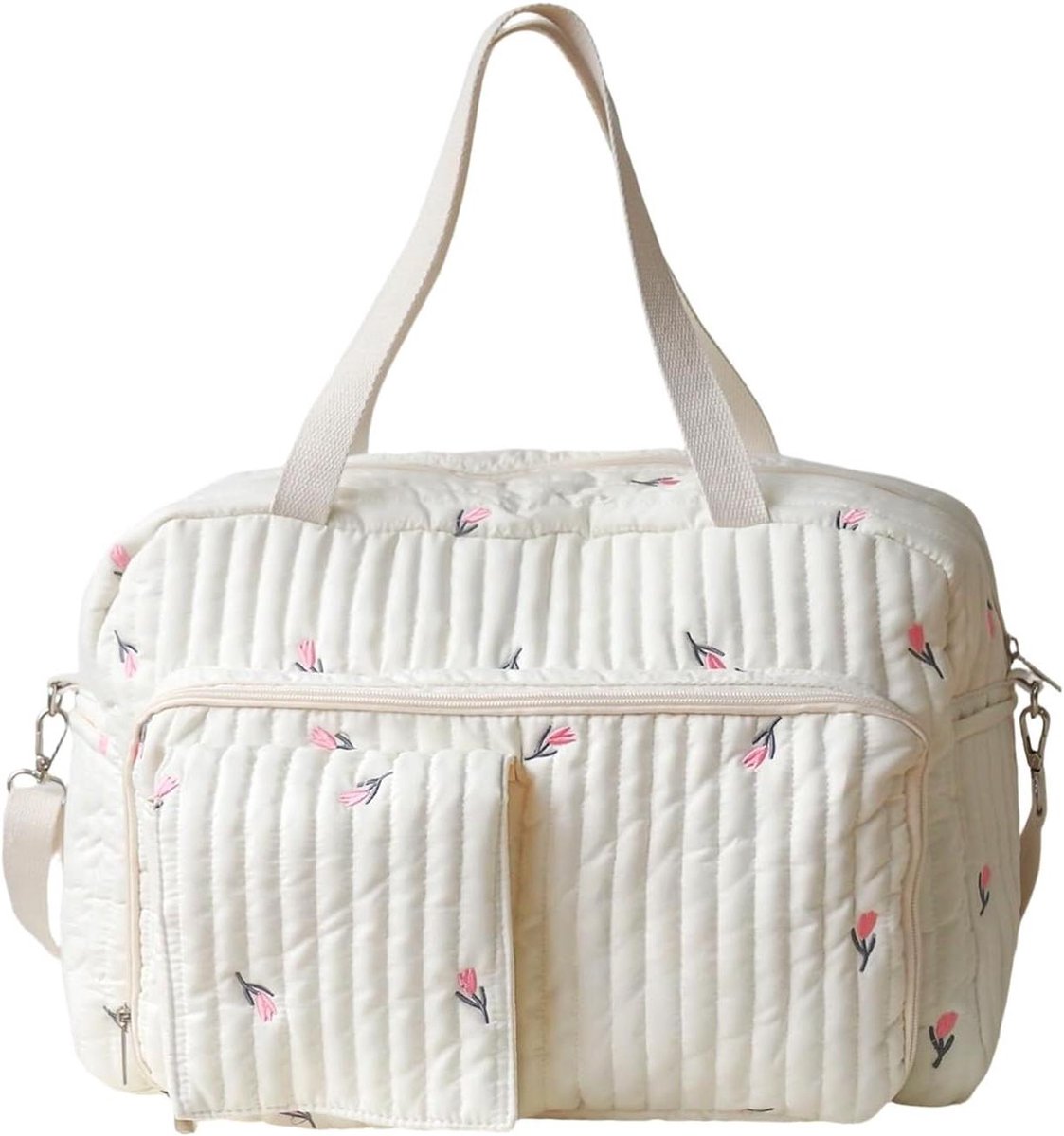 Luiertas - Babytas - Organiseren van Essentials - Meerdere Vakken - 42 x 28 x 8 cm - Bloemenpatroon