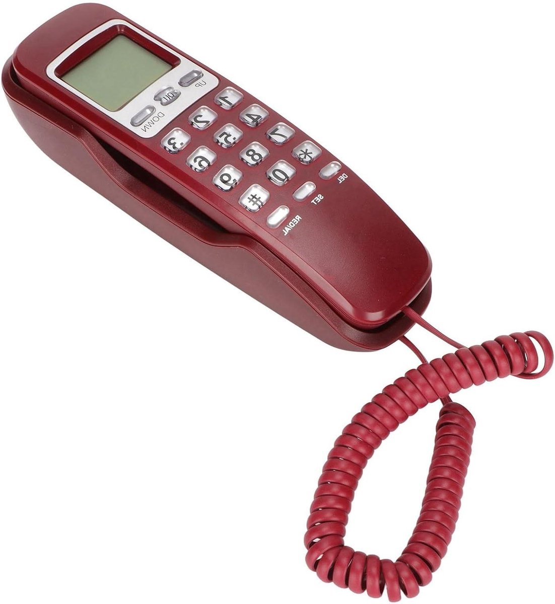 Vaste Telefoon - Draadtelefoon Bureau - Thuis Kantoor - LCD Scherm - Compact Formaat - Rood