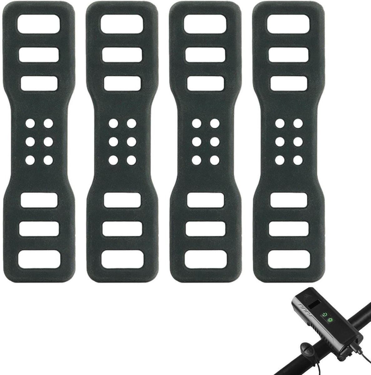 Fietsbanden Set - Bevestigingsriemen - Fietsaccessoires Bevestigen - Universele Flexibele Pasvorm - 4 Maten - Zwart