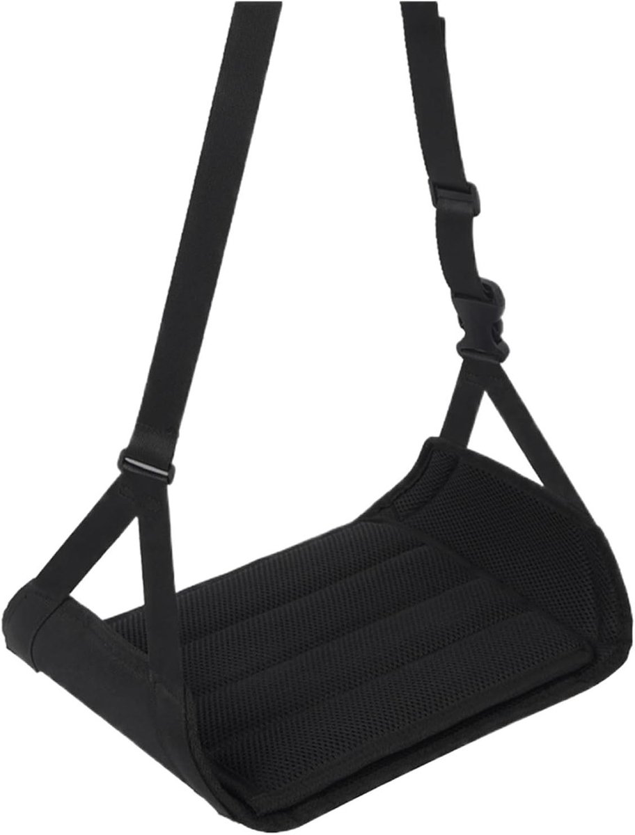 Reissteun Riem - Voet Hangmat - Comfortabel Reizen - Verstelbare Ondersteuning - Draagt 80 lbs - Zwart