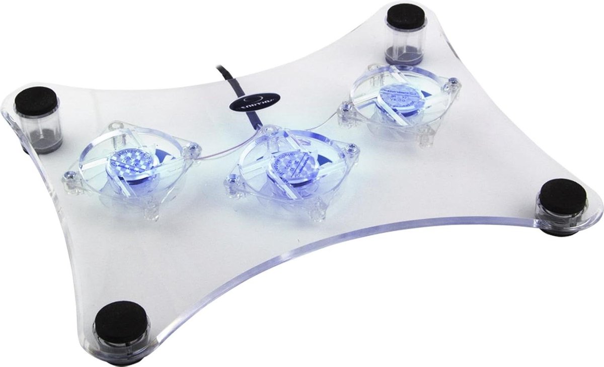 Notebook Standaard - Laptop Koeler - Notebook Koelen - Drie Ventilatoren - Tot 156 Inch - Blauw