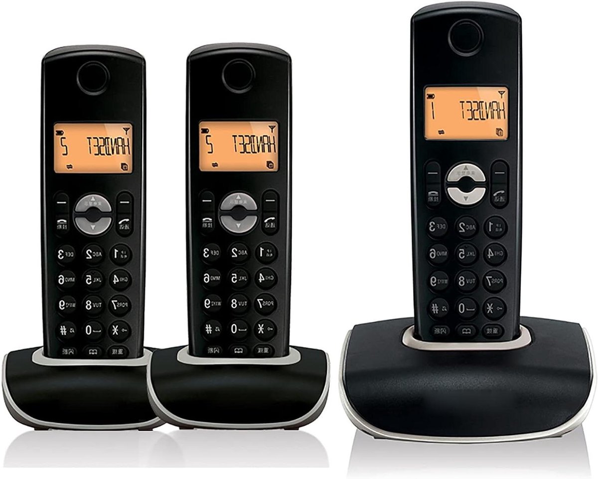Draadloze Huistelefoon - Analoge Telefoon - Thuis Bellen - Oranje Verlicht Display - 17 Inch Scherm - Zwart