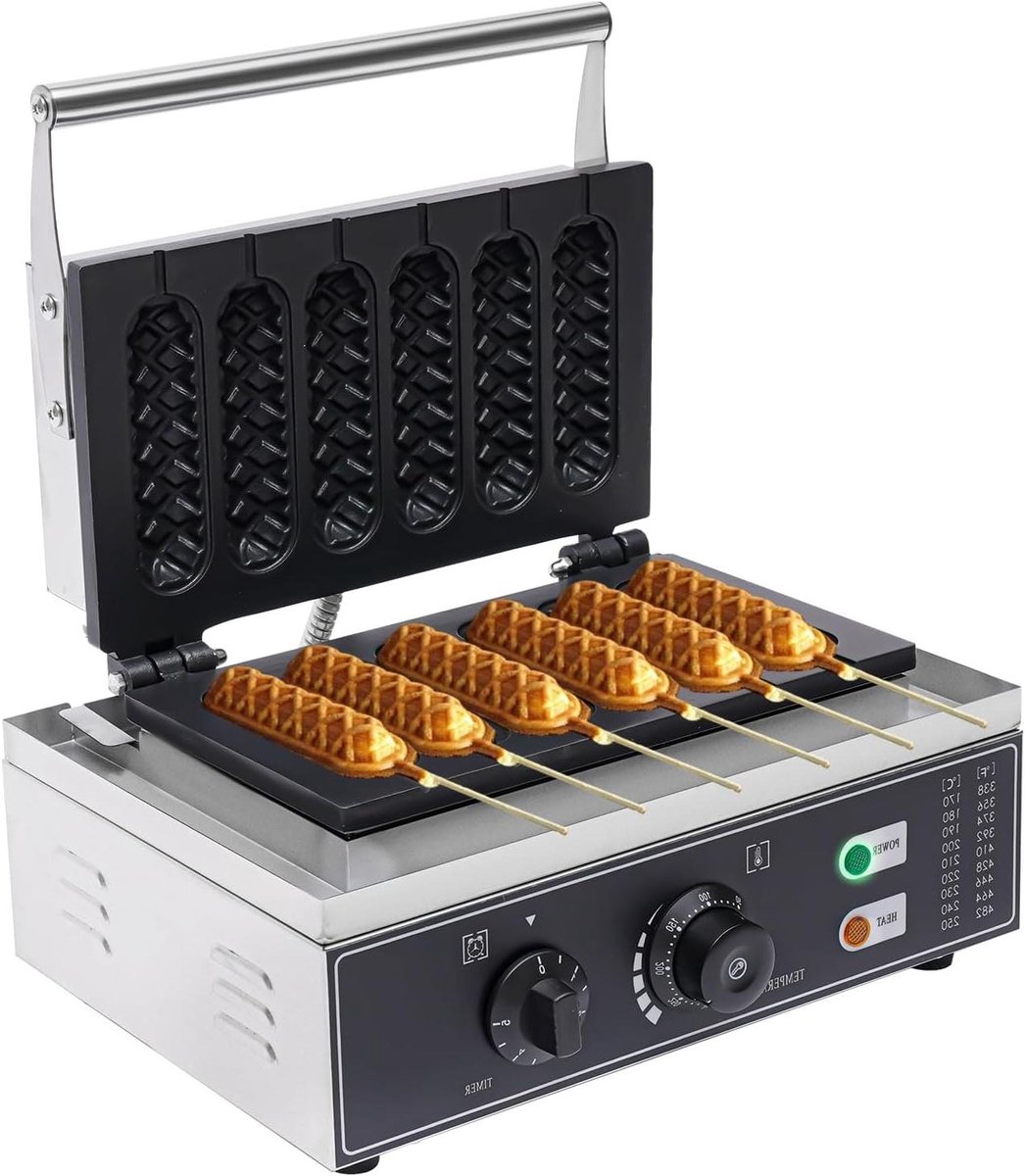 Wafelijzer - Apparaat - Lekkere Wafels Maken - Non-stick Coating - 6 Stuks - Zilverkleurig