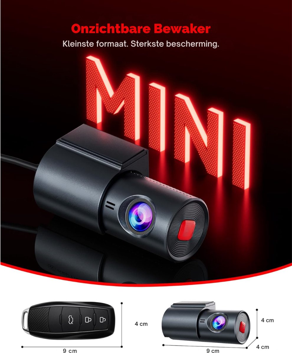 DnA® Dashcam - Dashcam Voor Auto - Dashcams - Dashcam Voor Auto Voor en Achter - Dashcam Draadloos - Zwart - 9cm x 4cm x 4cm – foto 2
