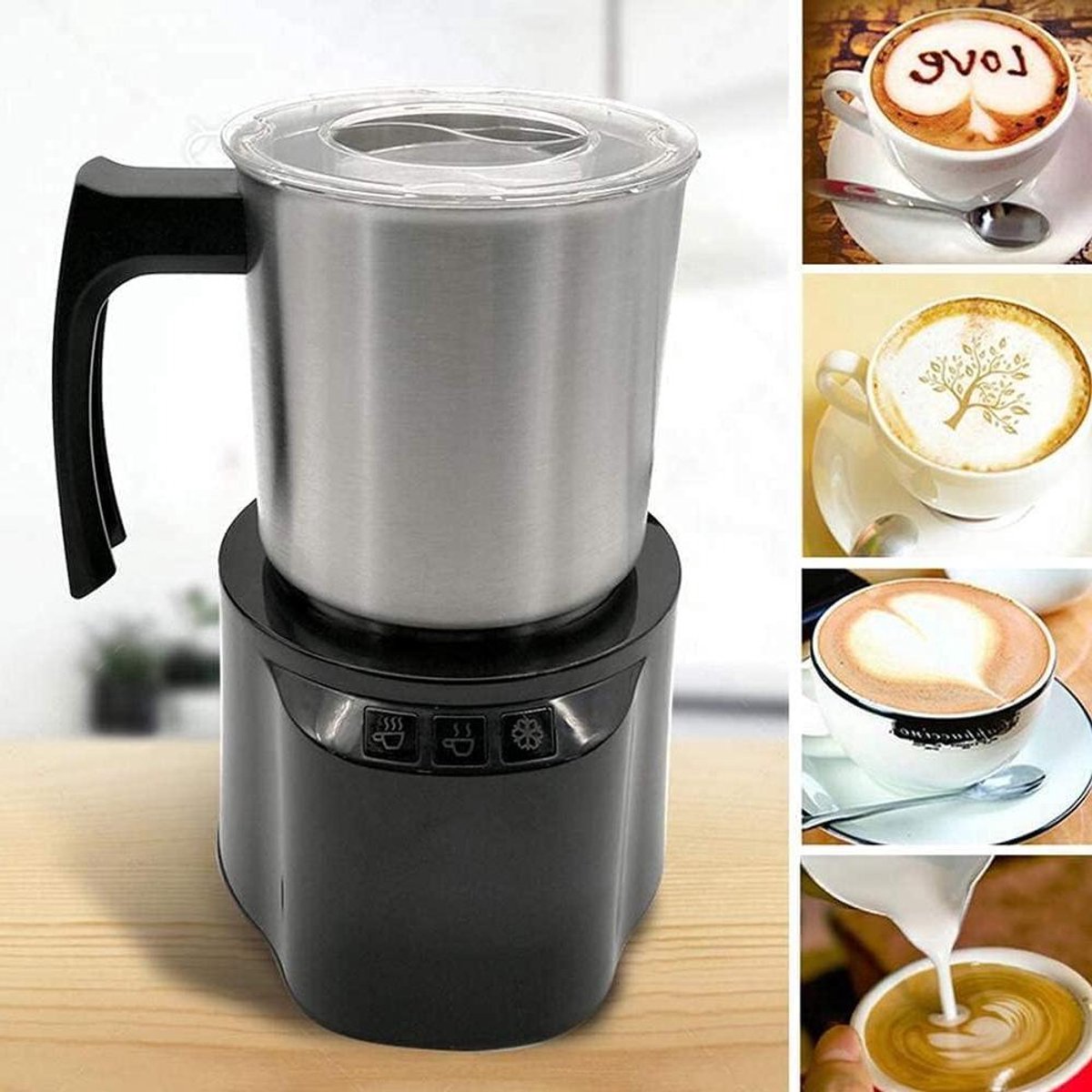Melkopschuimer Elektrische opschuimer Koffie bereiden Antiaanbaklaag 250 ml Zwart