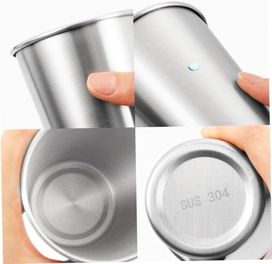 Rvs Cup Metalen Drinken Glas Mok Beer Pint Tumbler Stapelbaar Herbruikbare voor Camping Wandelen Indoor Kids 500ml Zilver 4 STKS — afbeelding 4