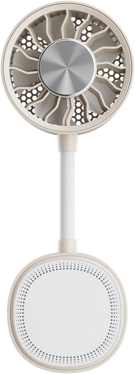 Handventilator - Persoonlijke ventilator - Handsfree koeling - Magnetische clip - 209x37x209 mm - Beige